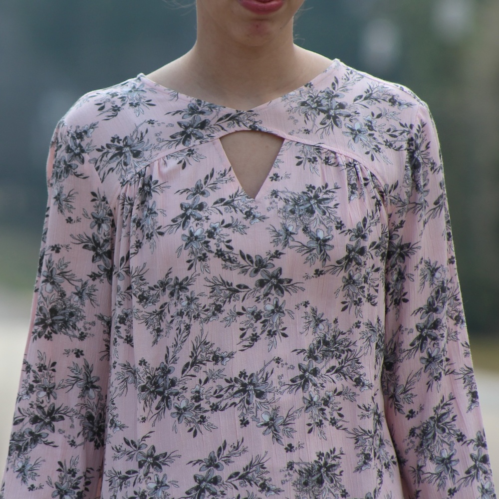 Pink & Black Floral Blouse
